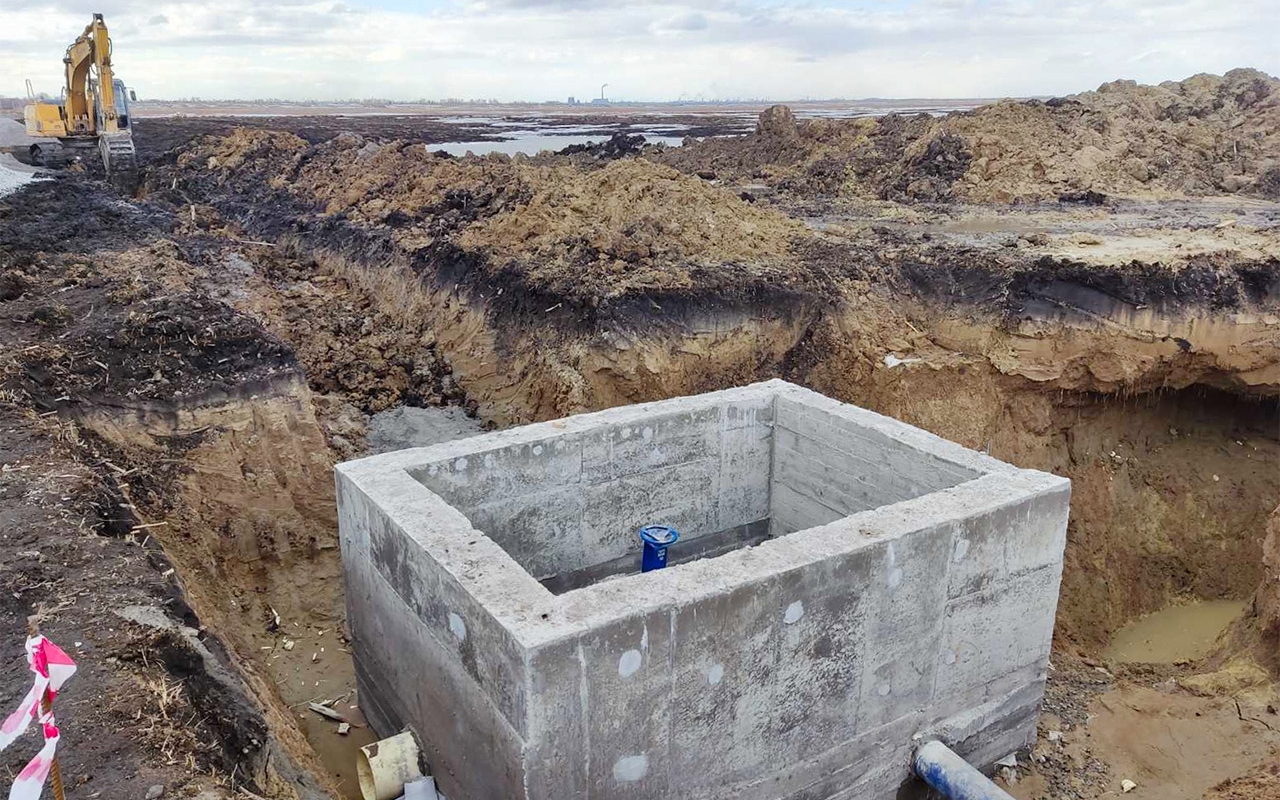 Строительство системы водоотведения, посёлок Вахрушево, Копейского городского округа.